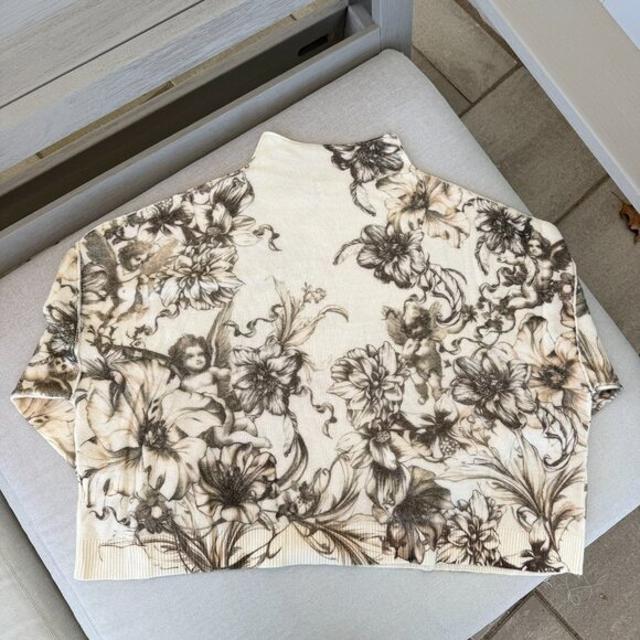 New Pilcro Alani Cashmere Rollneck Sweater Angel Print Cream Large - Picture 8 of 12